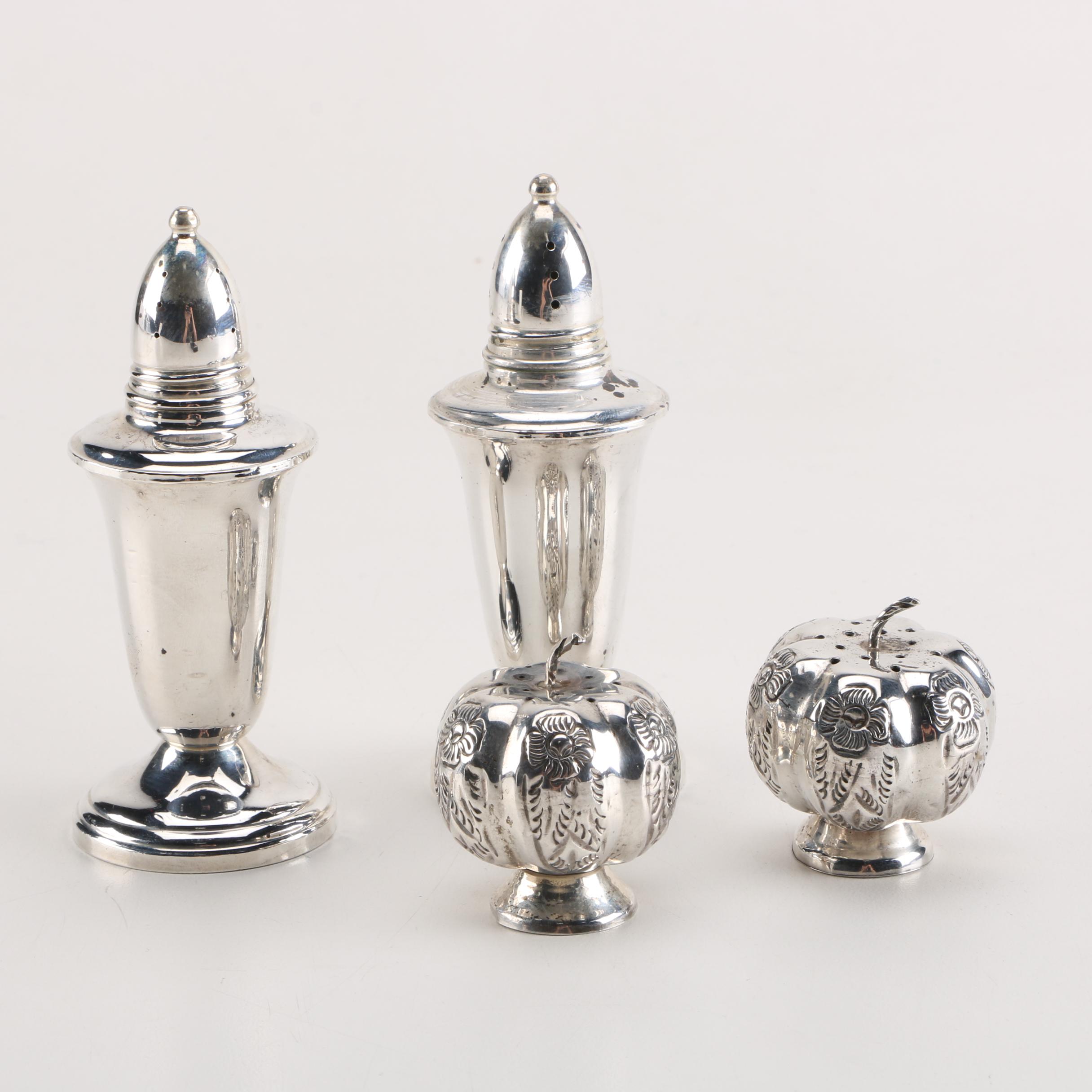 Crown Silver Inc and Mexican Gourd Sterling Salt and Pepper Shakers