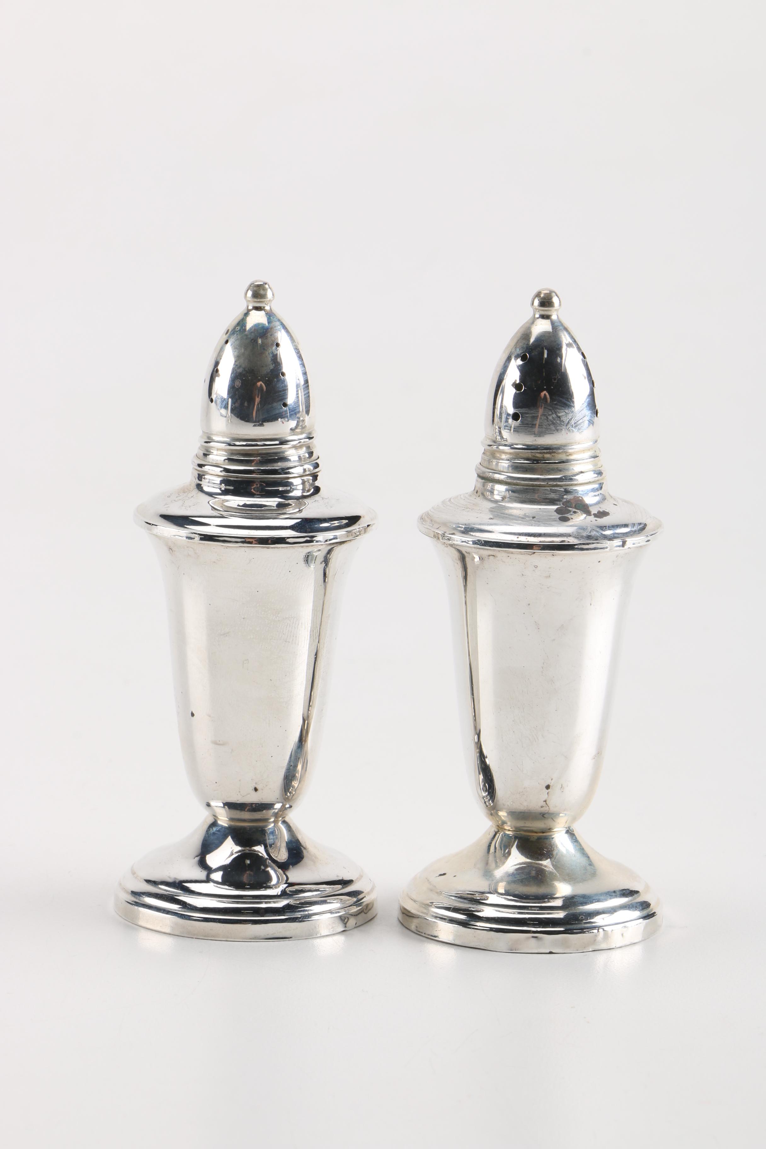 Crown Silver Inc and Mexican Gourd Sterling Salt and Pepper Shakers