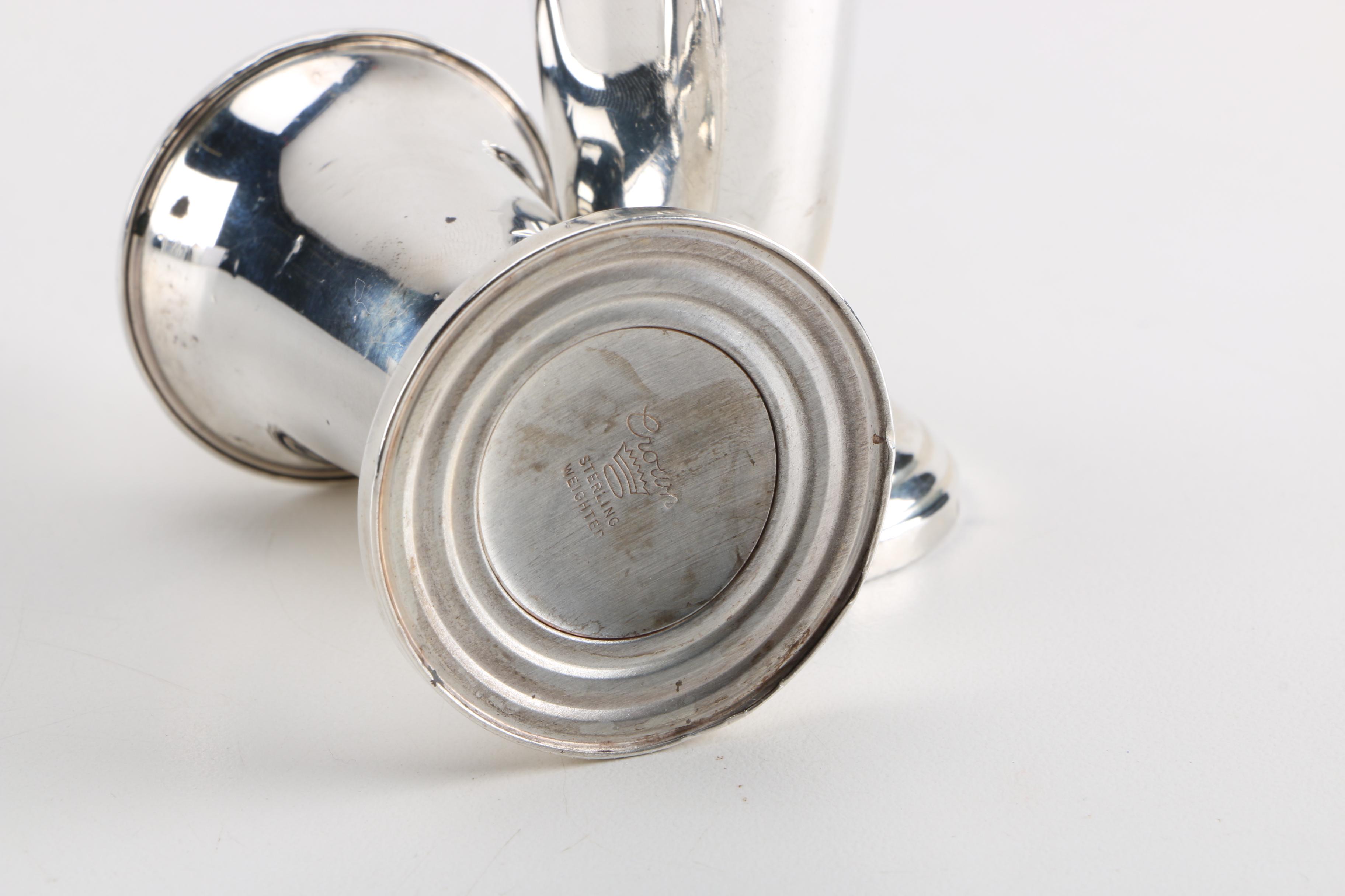 Crown Silver Inc and Mexican Gourd Sterling Salt and Pepper Shakers