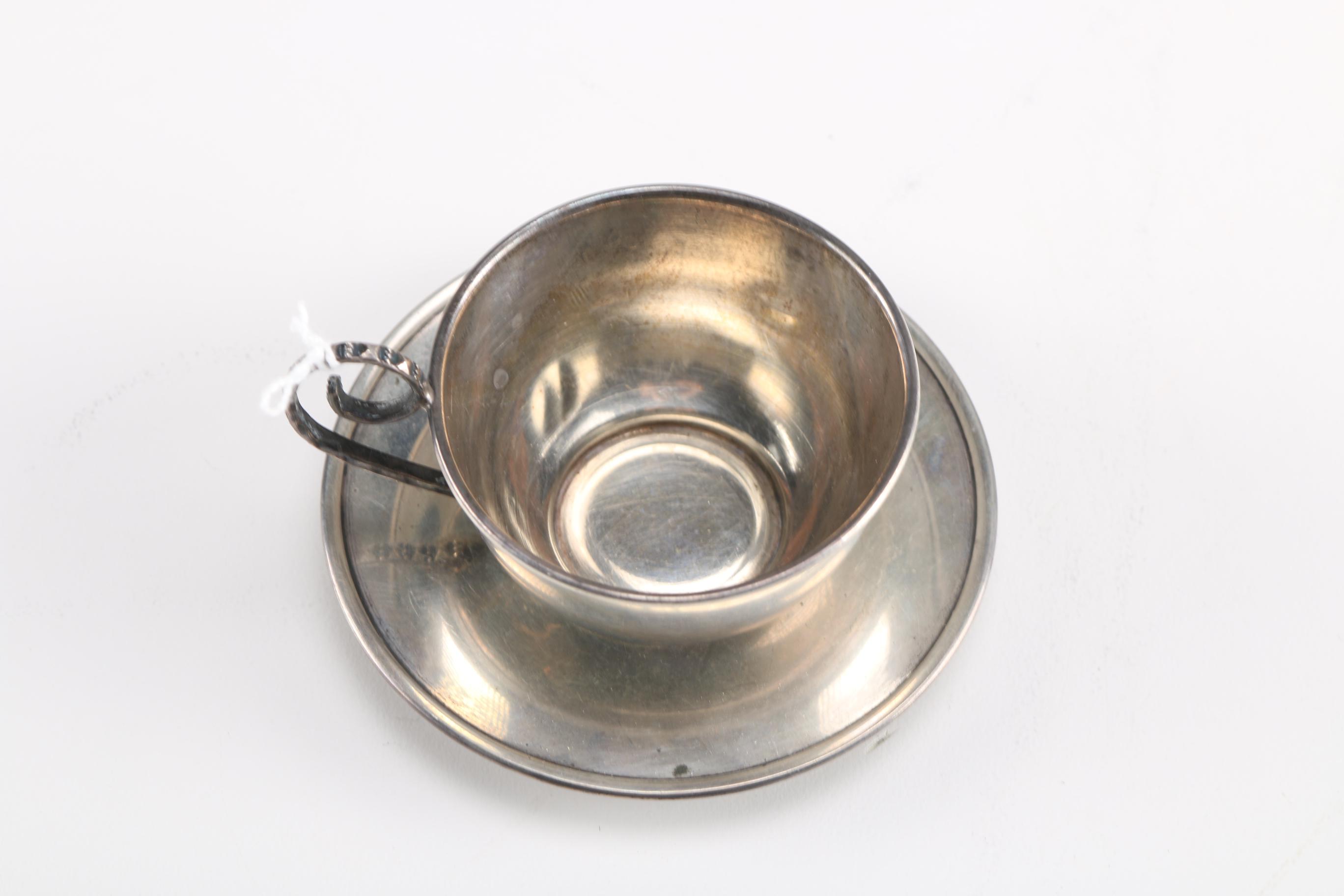 Columbian Coin Silver Demitasse Cup and Saucer