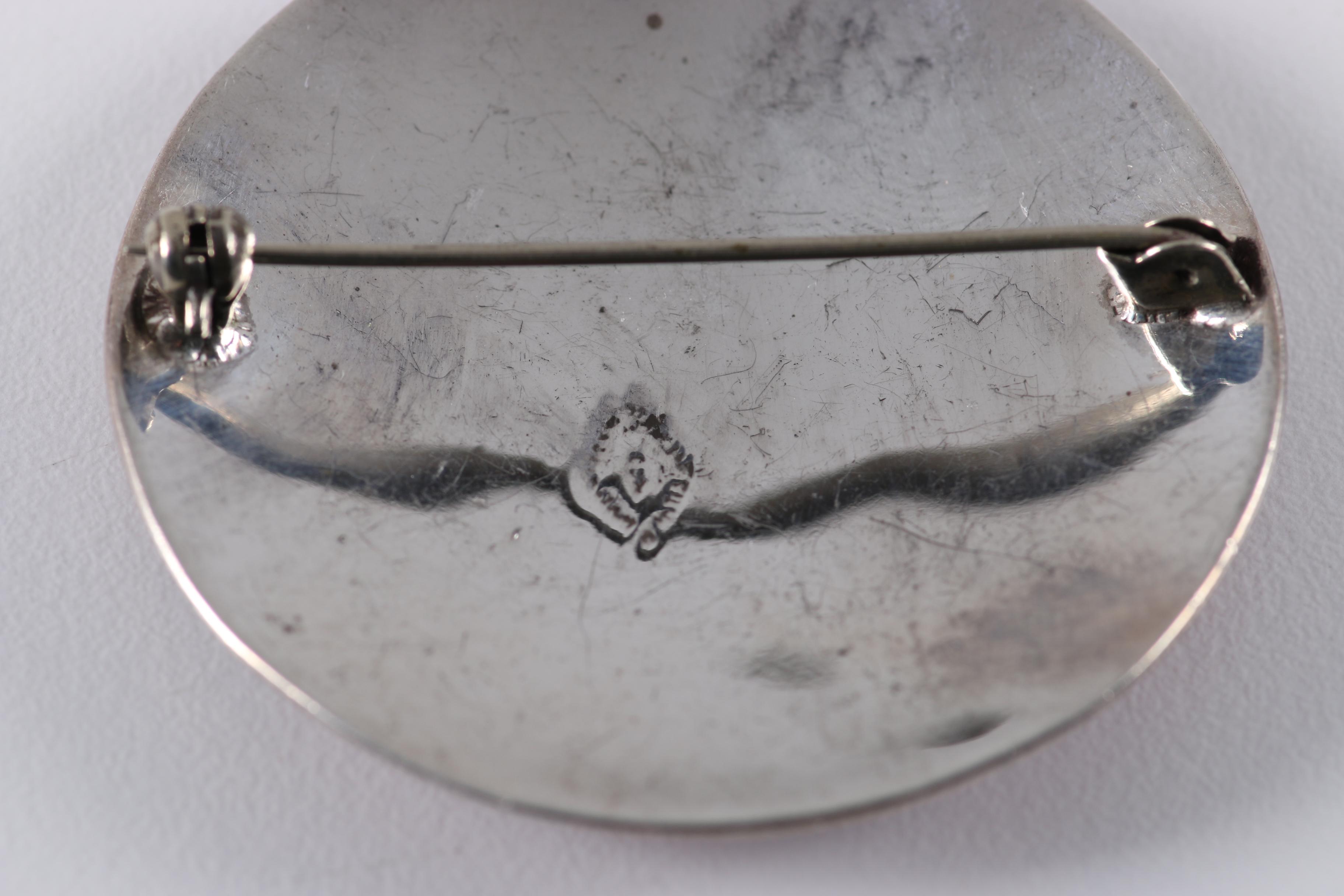 Sterling Silver Brooches and Pendant With Enamel and Azure Malachite