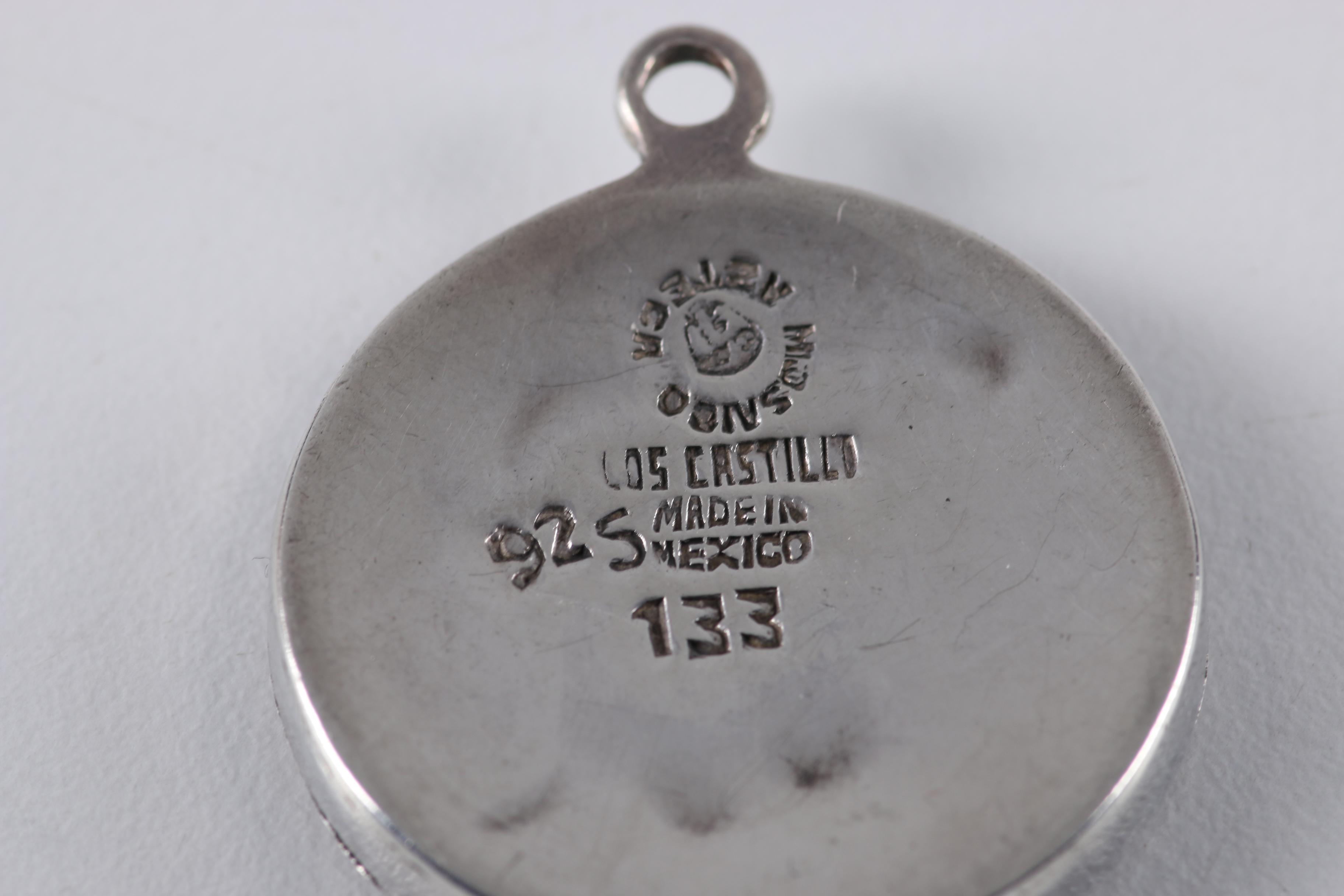 Sterling Silver Brooches and Pendant With Enamel and Azure Malachite