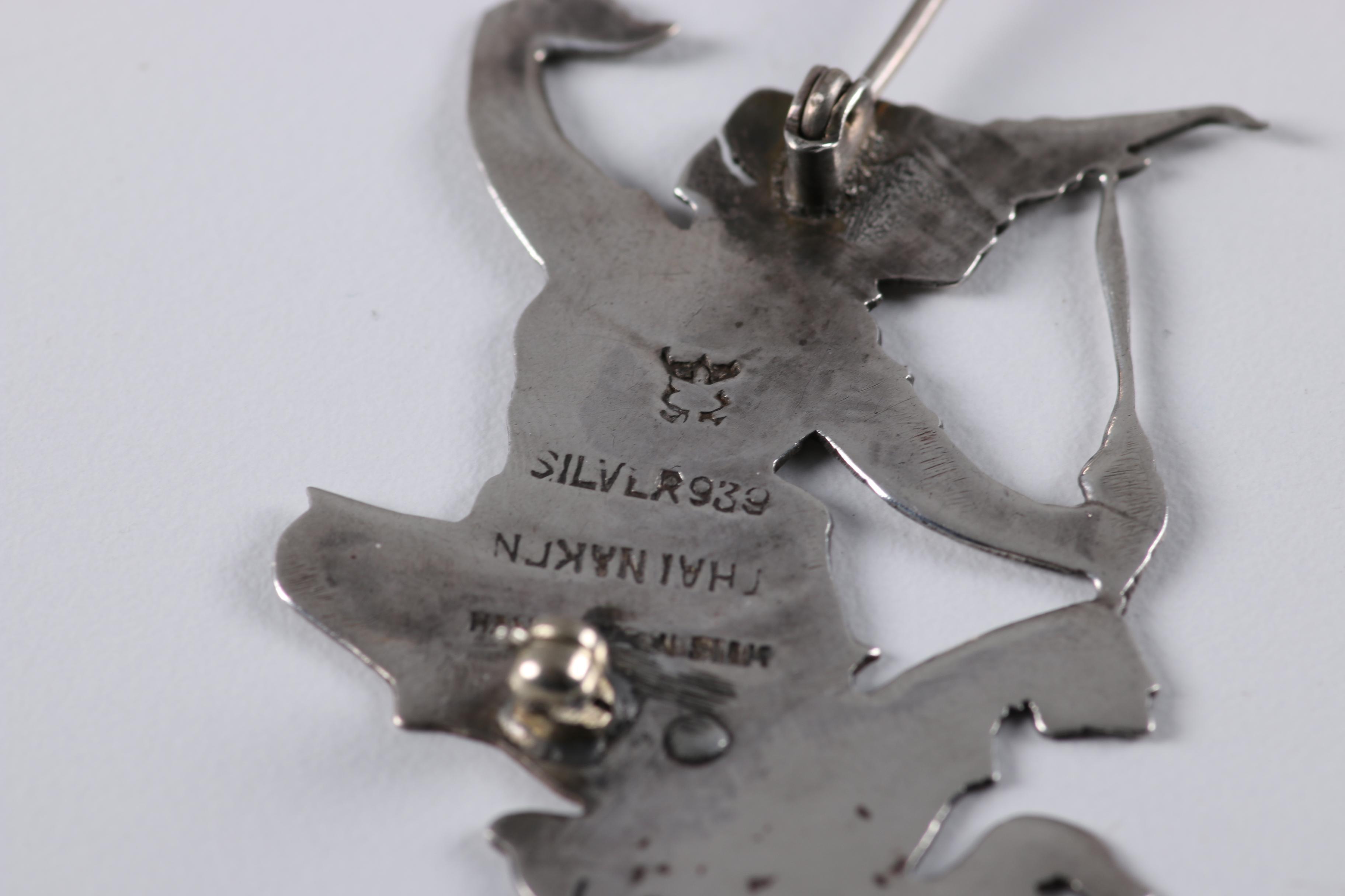 Sterling Silver Brooches and Pendant With Enamel and Azure Malachite