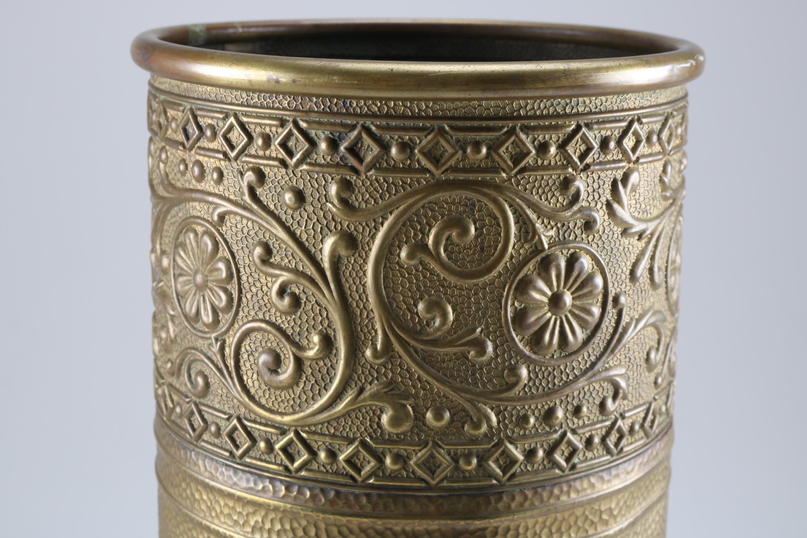 Vintage Embossed Brass Umbrella Stand