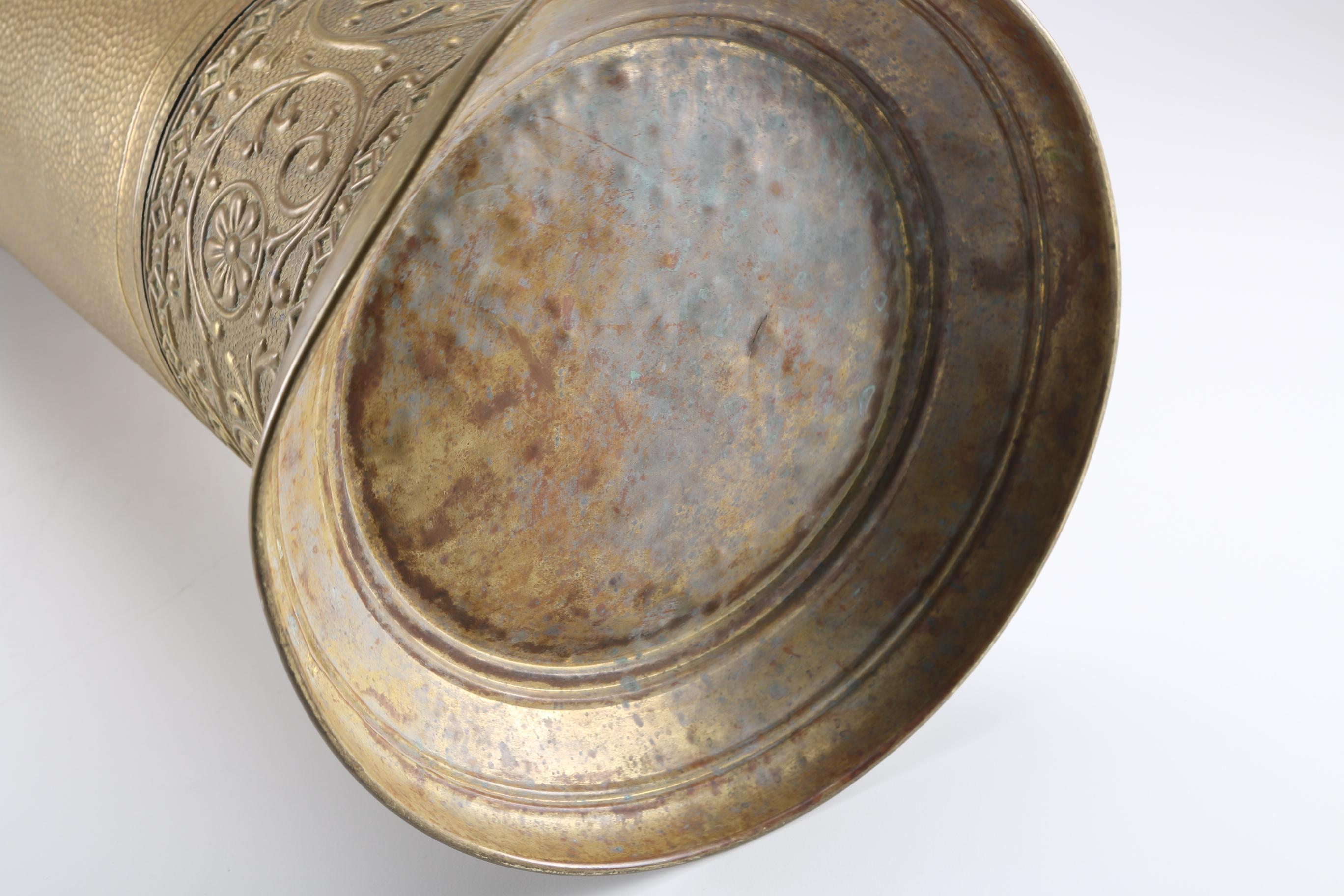 Vintage Embossed Brass Umbrella Stand