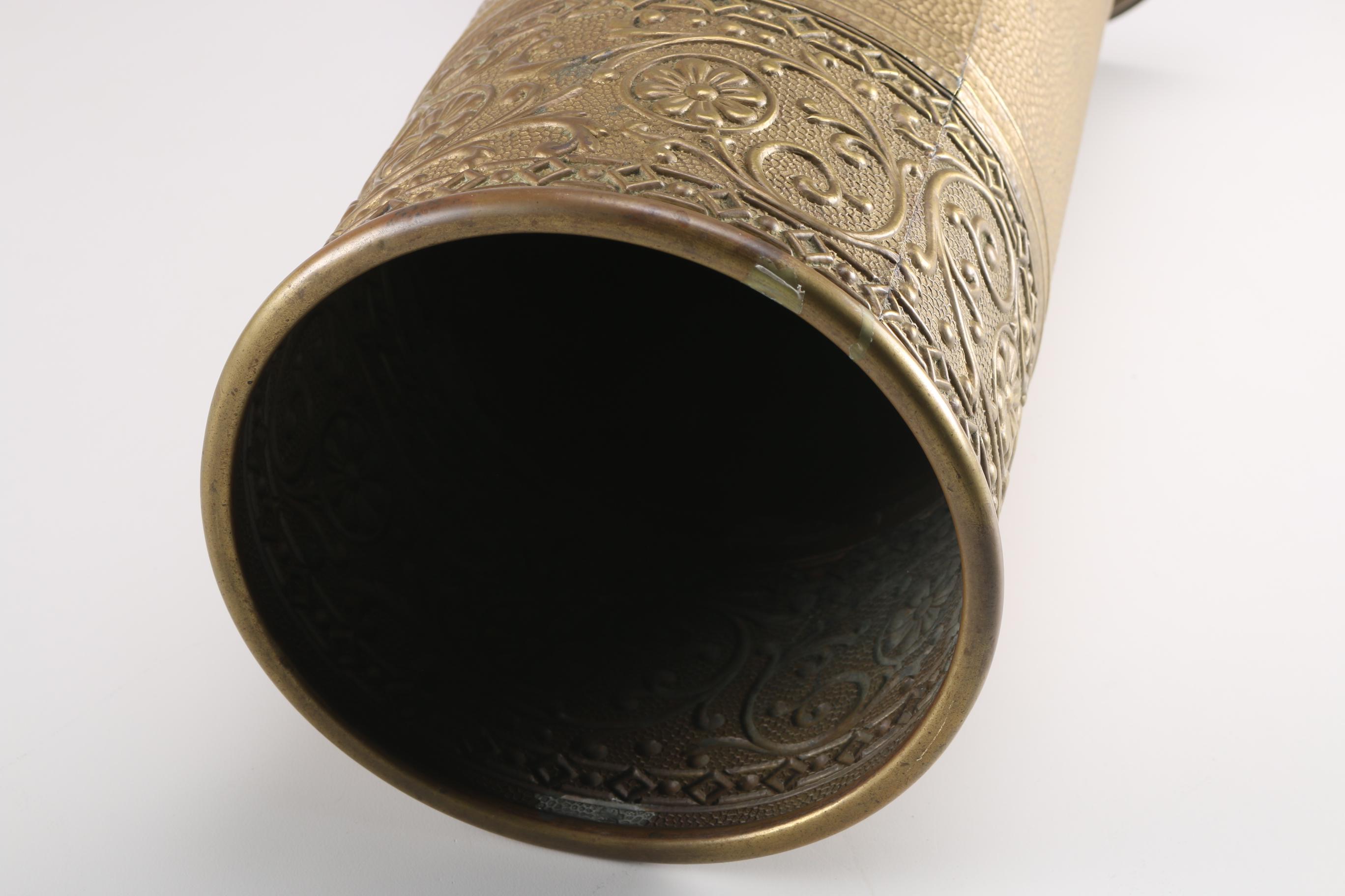 Vintage Embossed Brass Umbrella Stand