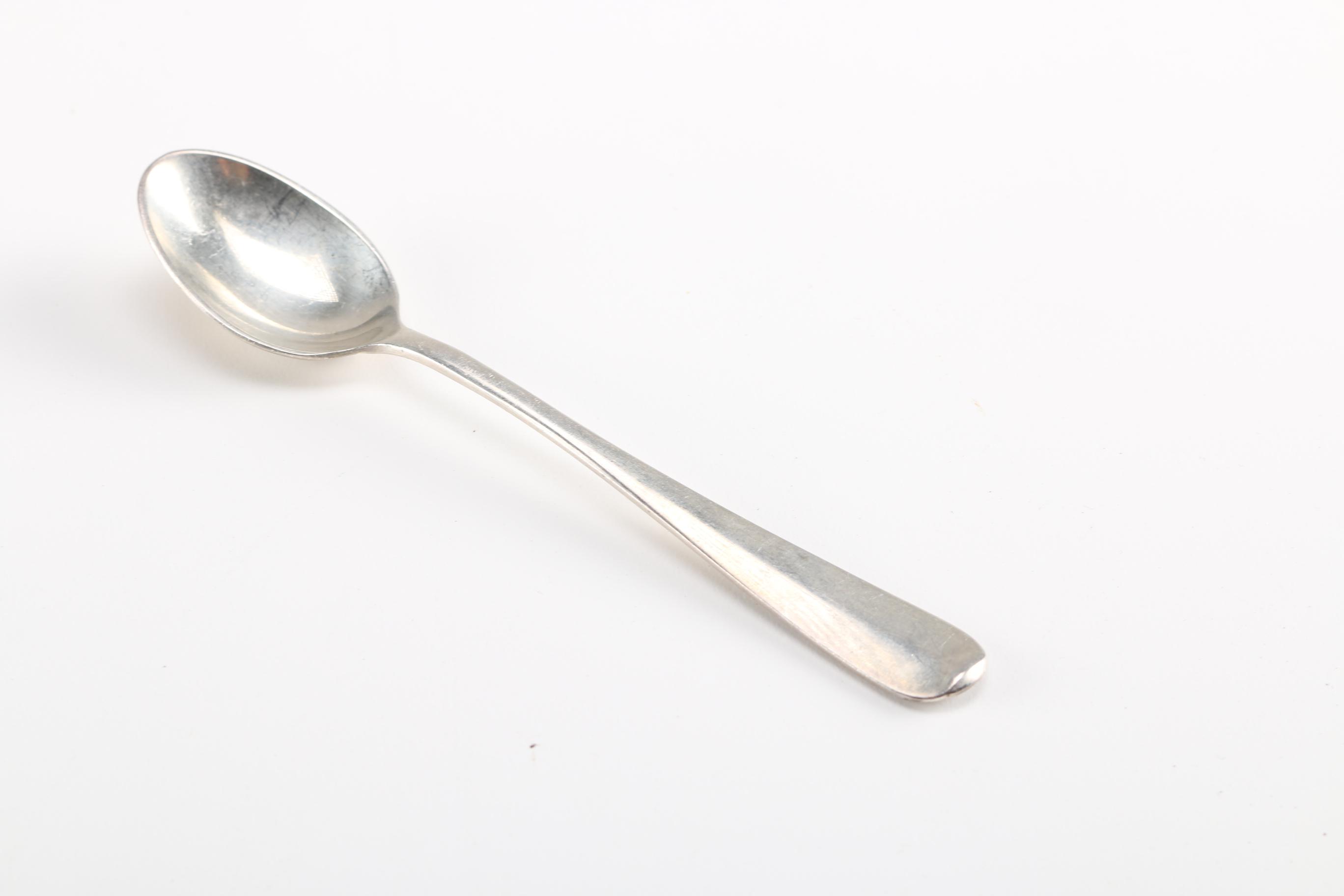 Stieff "Williamsburg Restoration" Pewter Spoon and Th Marthinsen Sterling Spoon