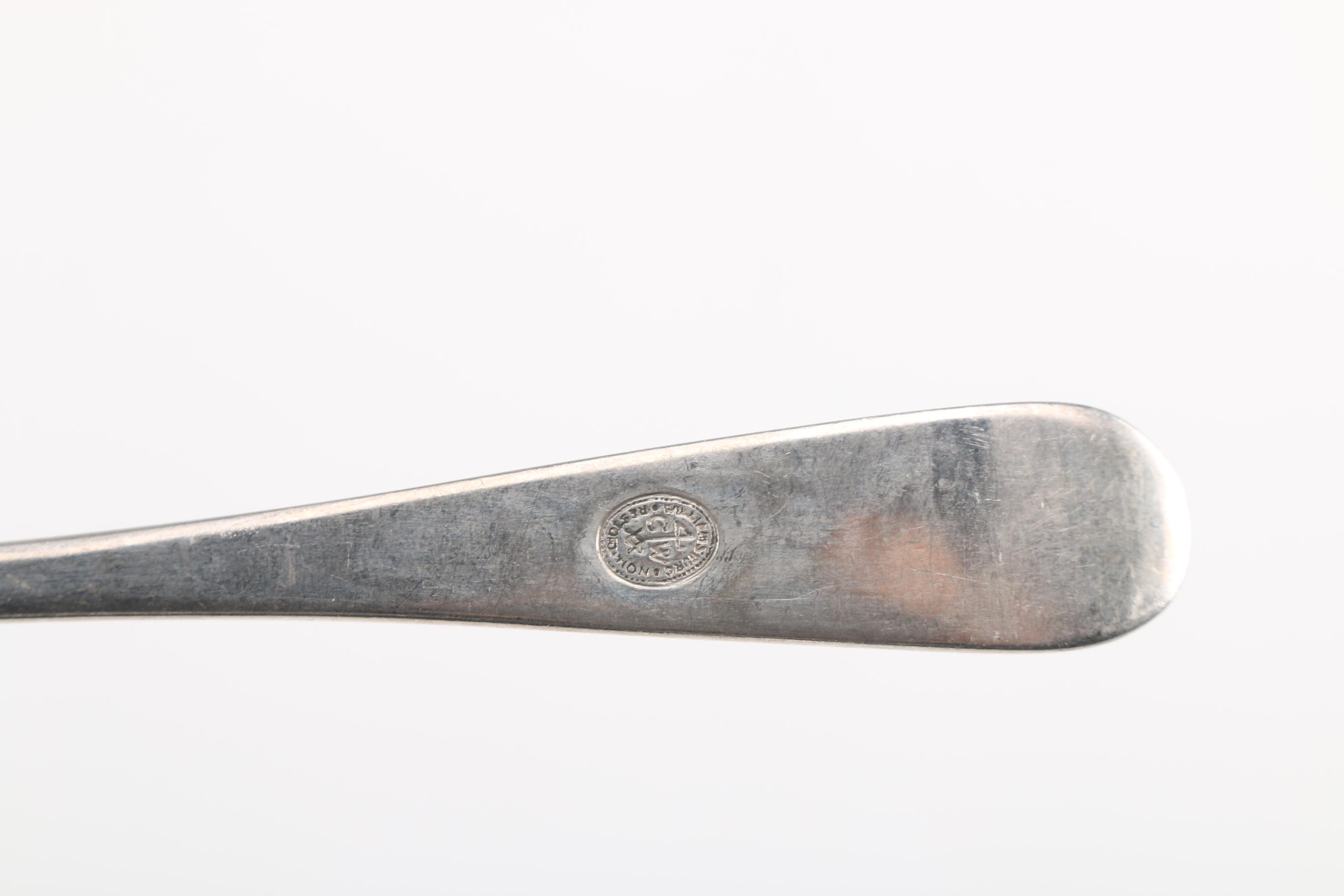 Stieff "Williamsburg Restoration" Pewter Spoon and Th Marthinsen Sterling Spoon