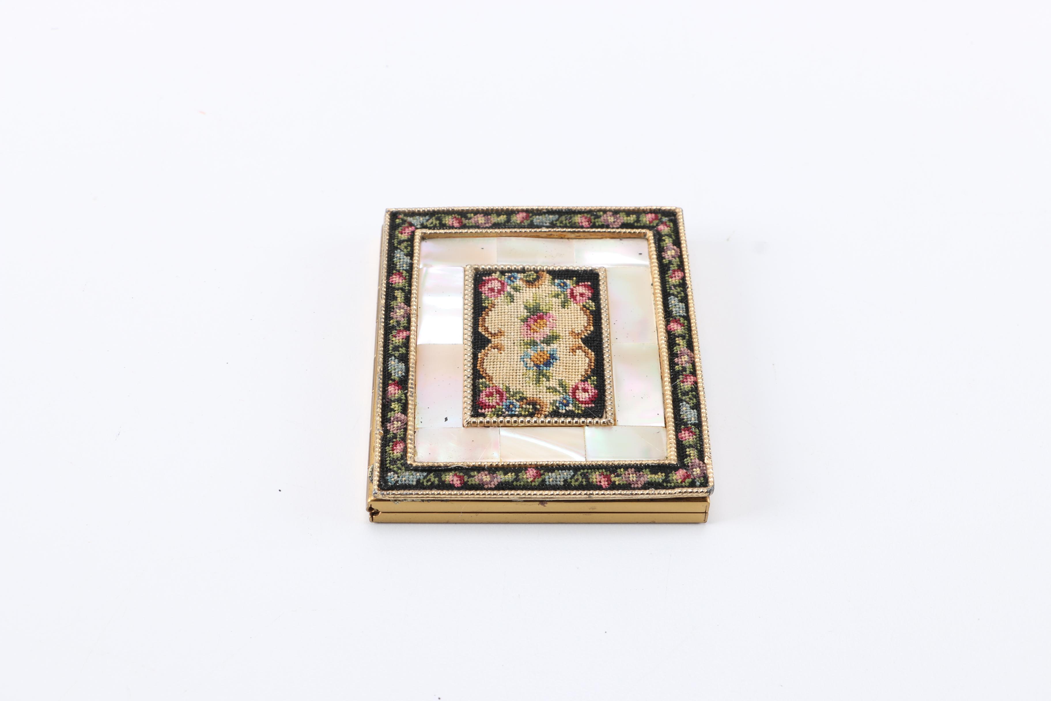 Gold Toned Jewerly and Mother of Pearl Compact Mirror