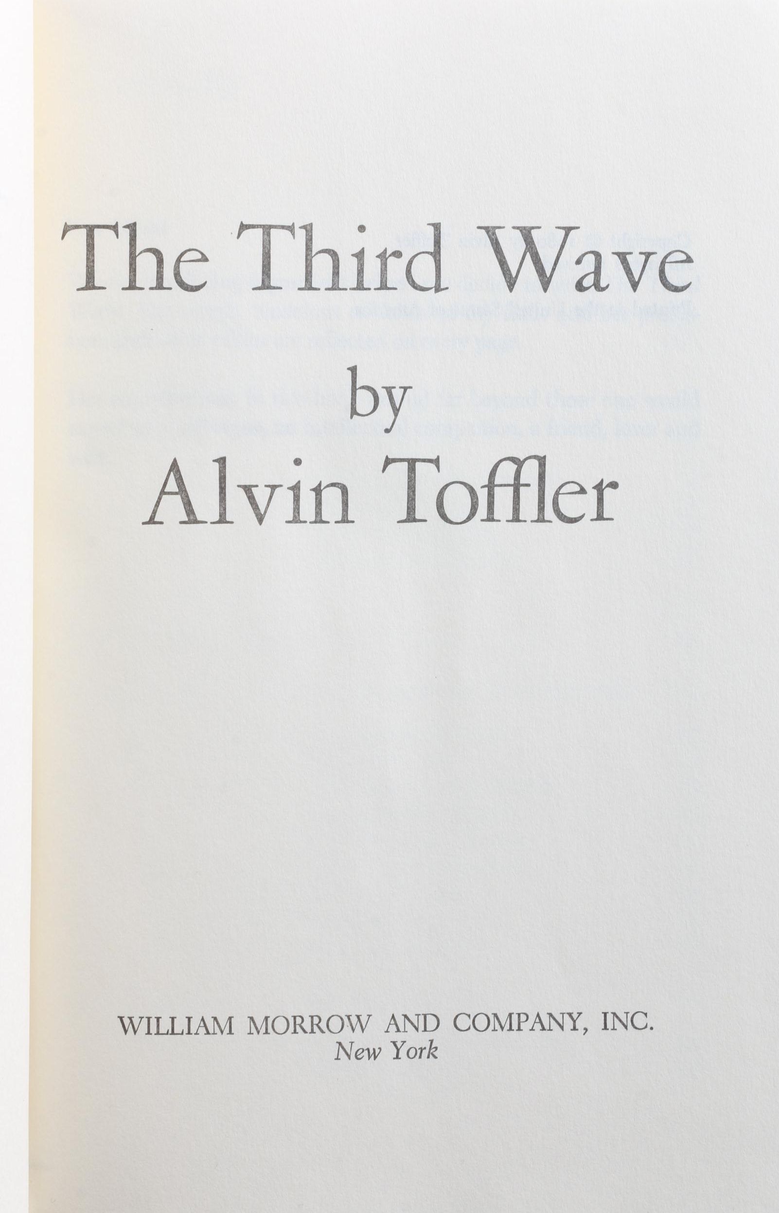 1980 First Edition "The Third Wave" by Alvin Toffler