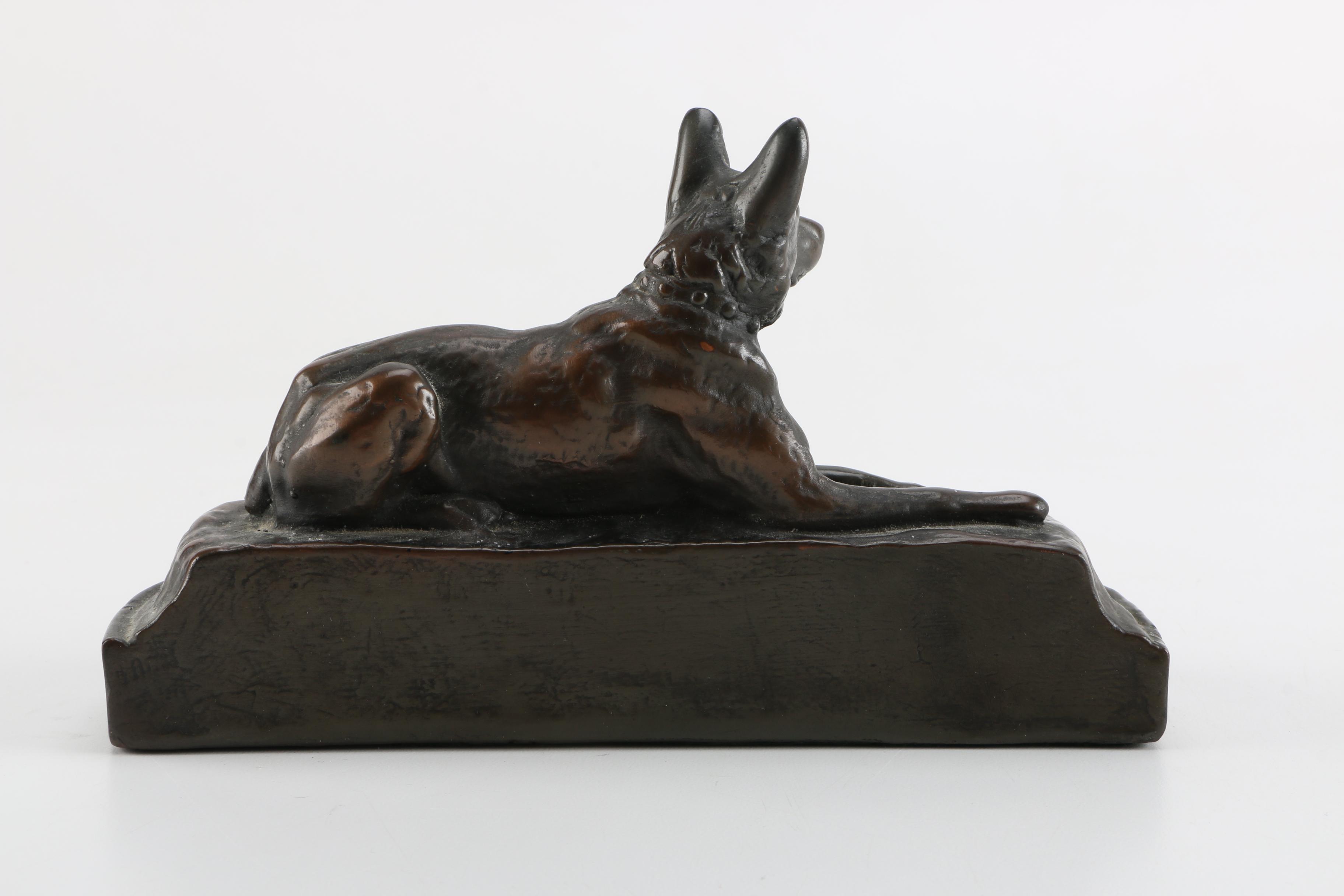 Vintage Armor Bronze German Shepherd Bookends