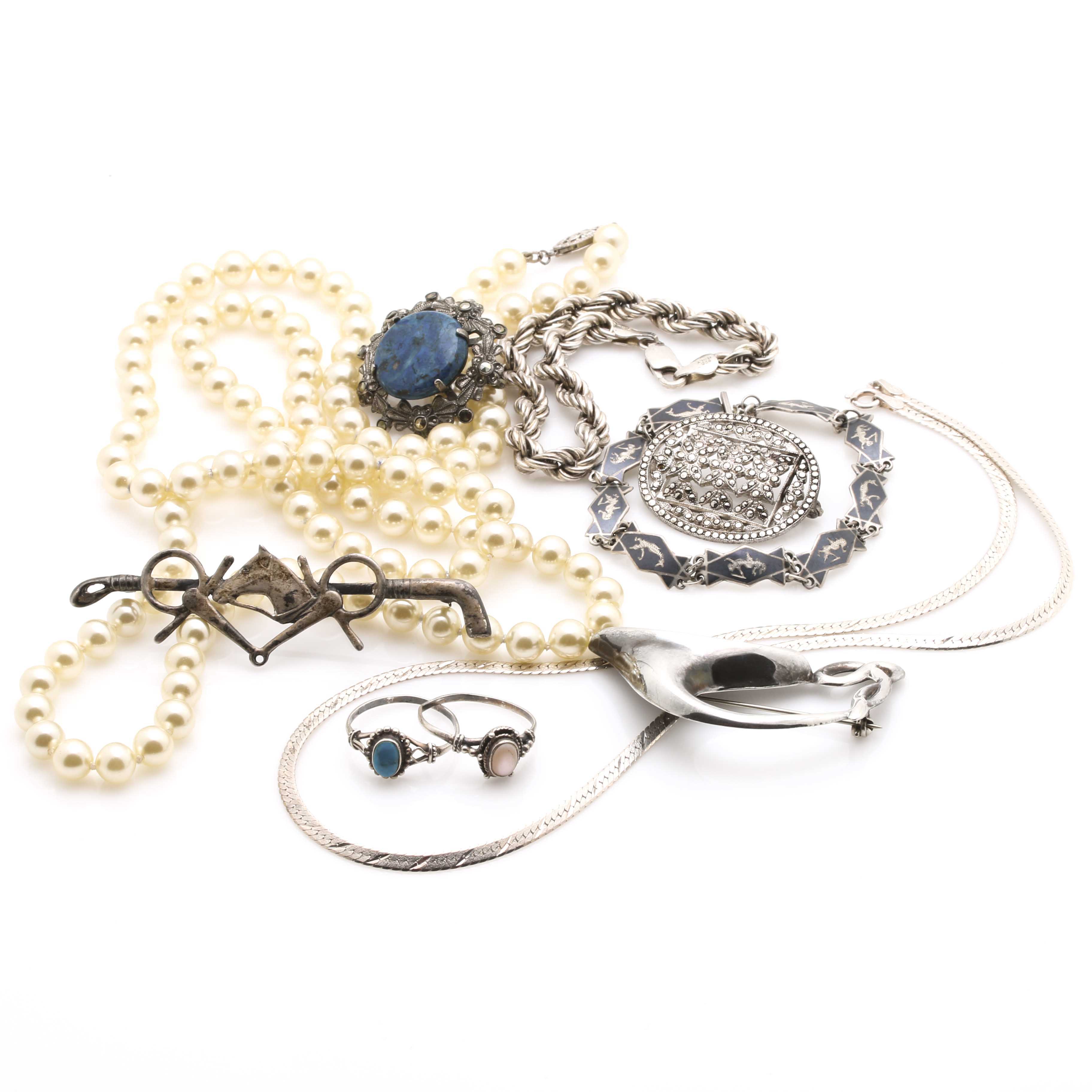 Sterling Silver Jewelry Pieces With Assorted Gemstones