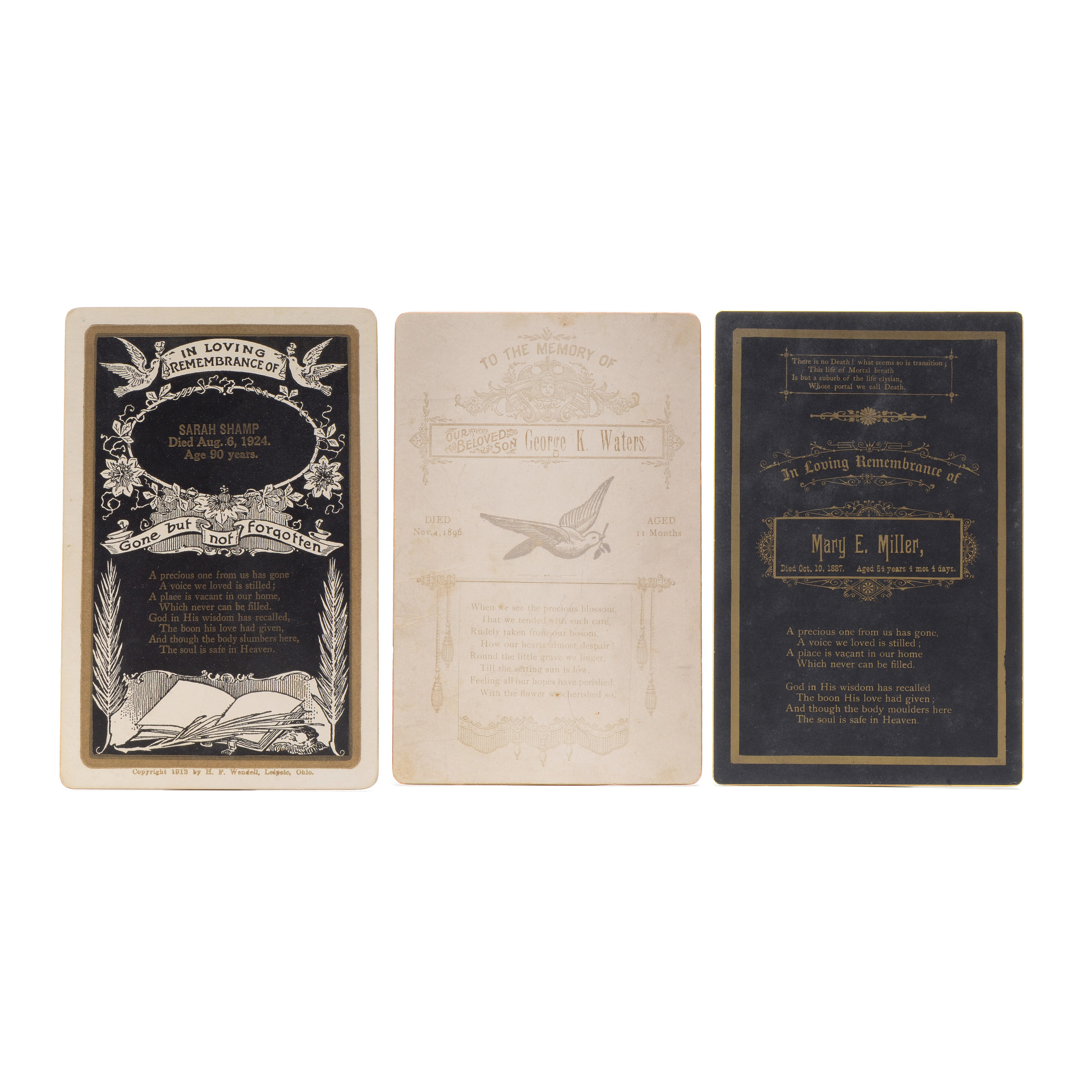 Three Antique and Vintage Memorial Cards