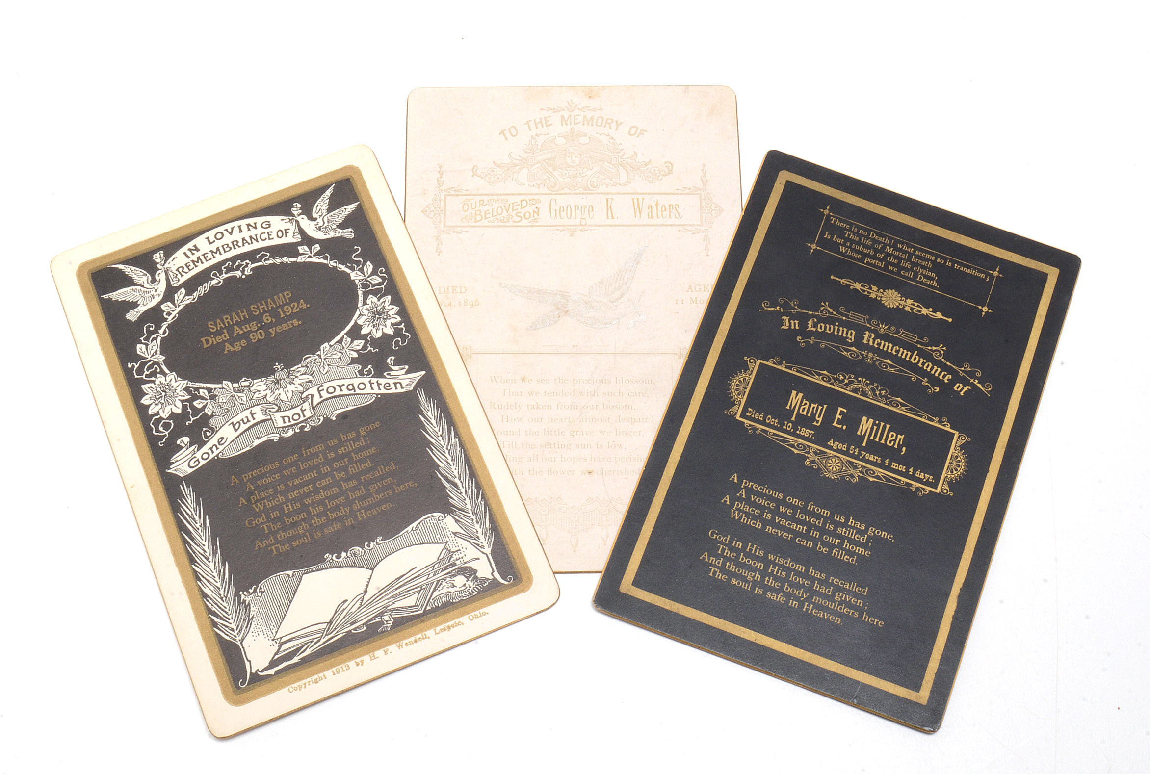 Three Antique and Vintage Memorial Cards