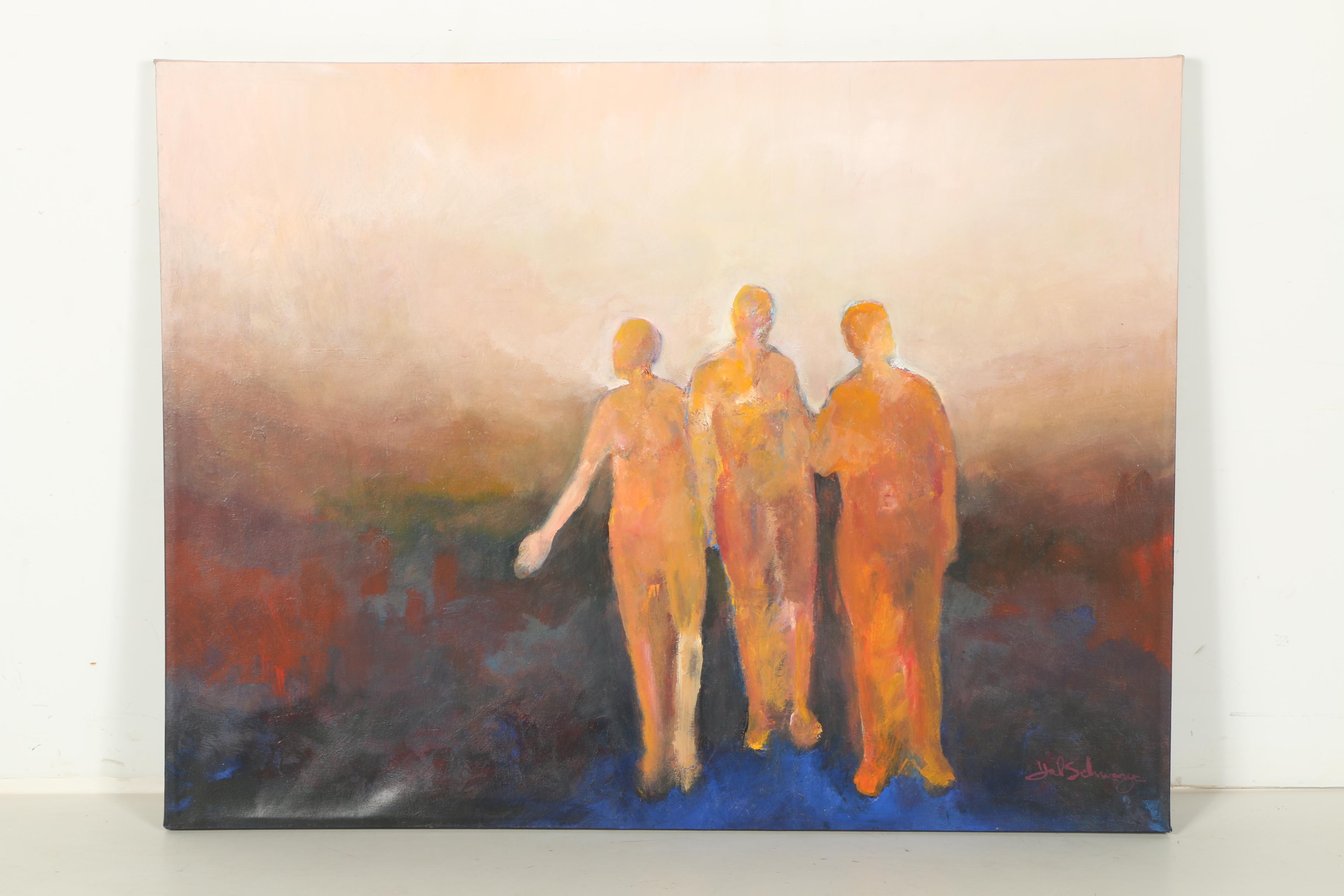 Hal Schwarze Oil on Canvas of Abstract Figures