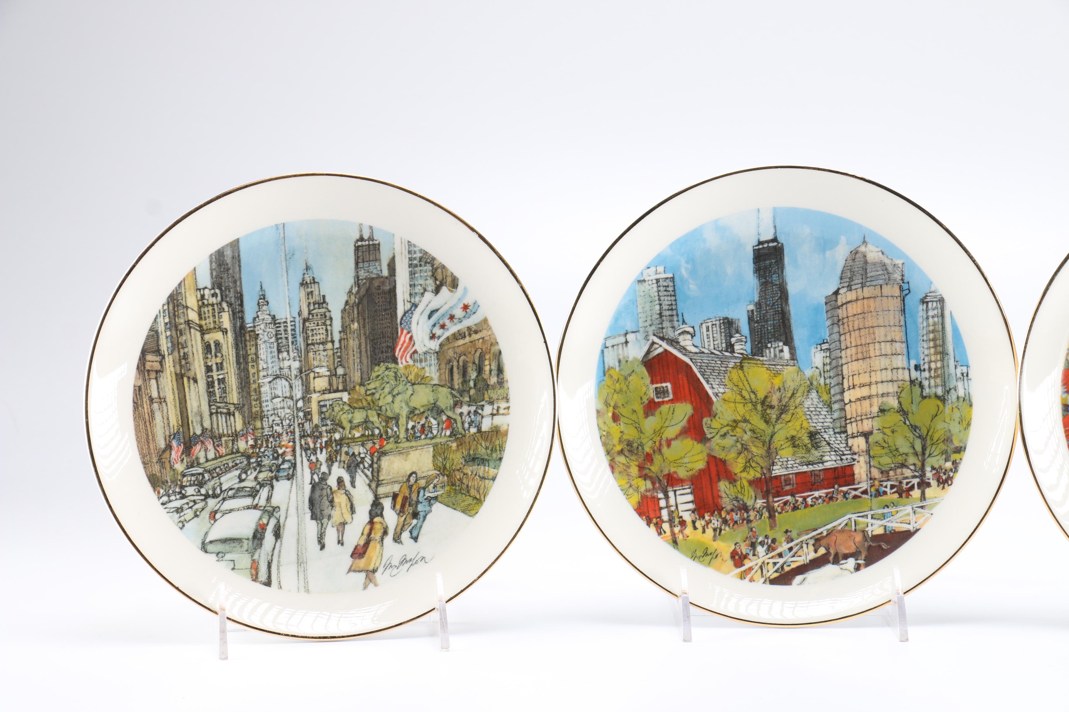 1970s Franklin McMahon Chicago Ceramic Plates