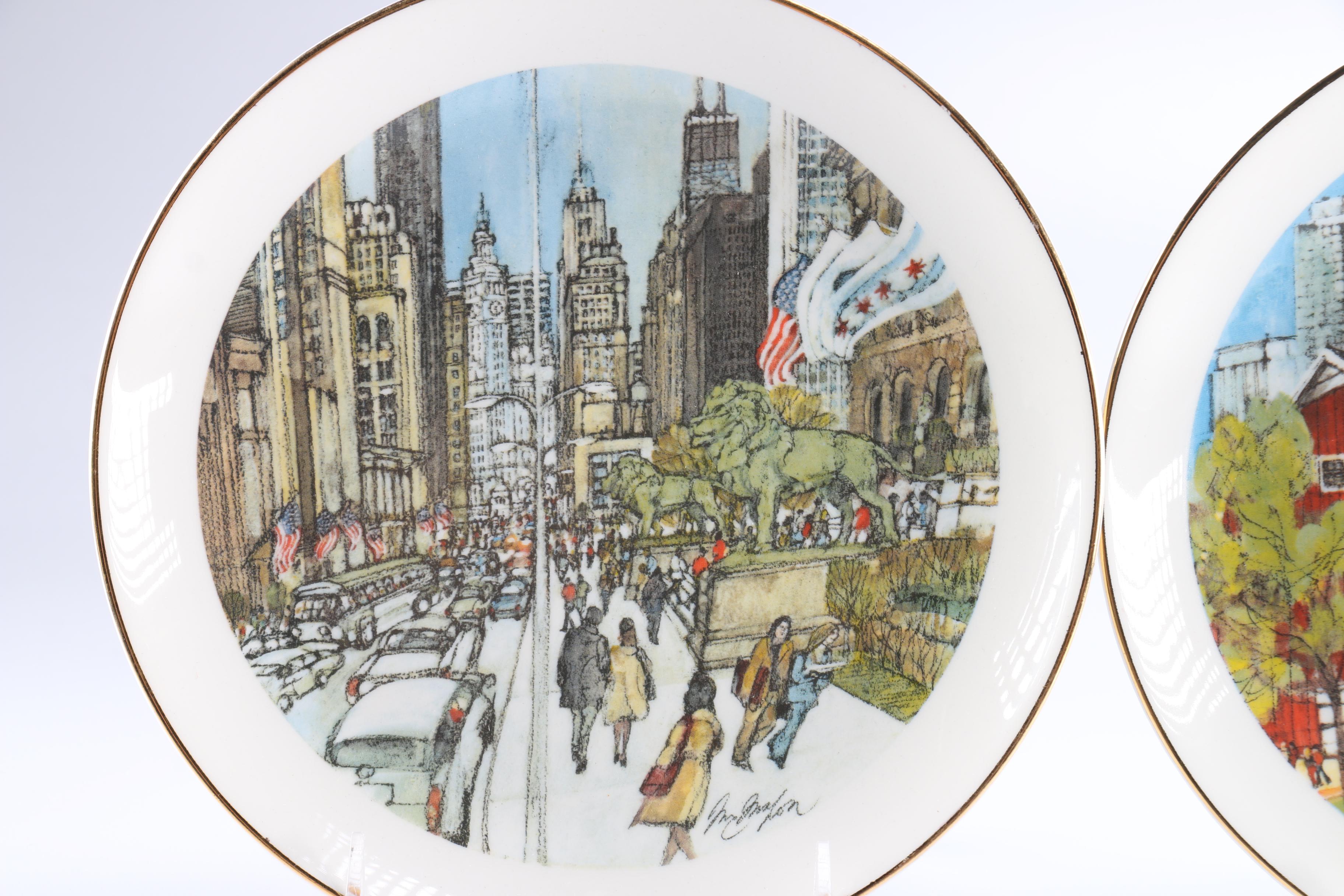 1970s Franklin McMahon Chicago Ceramic Plates