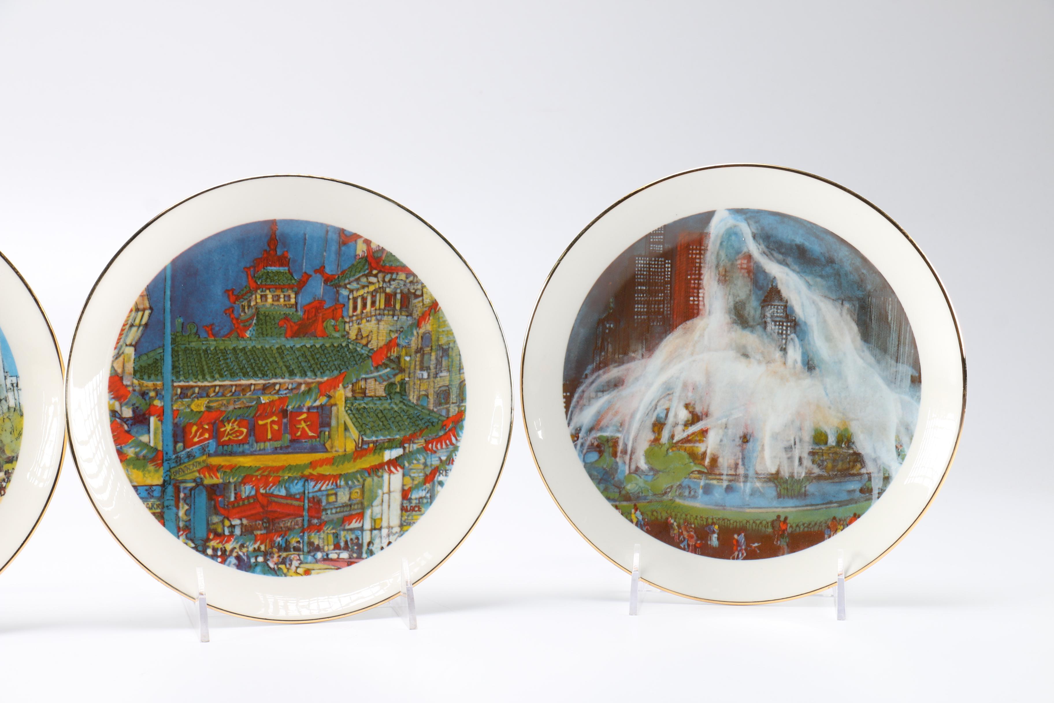 1970s Franklin McMahon Chicago Ceramic Plates