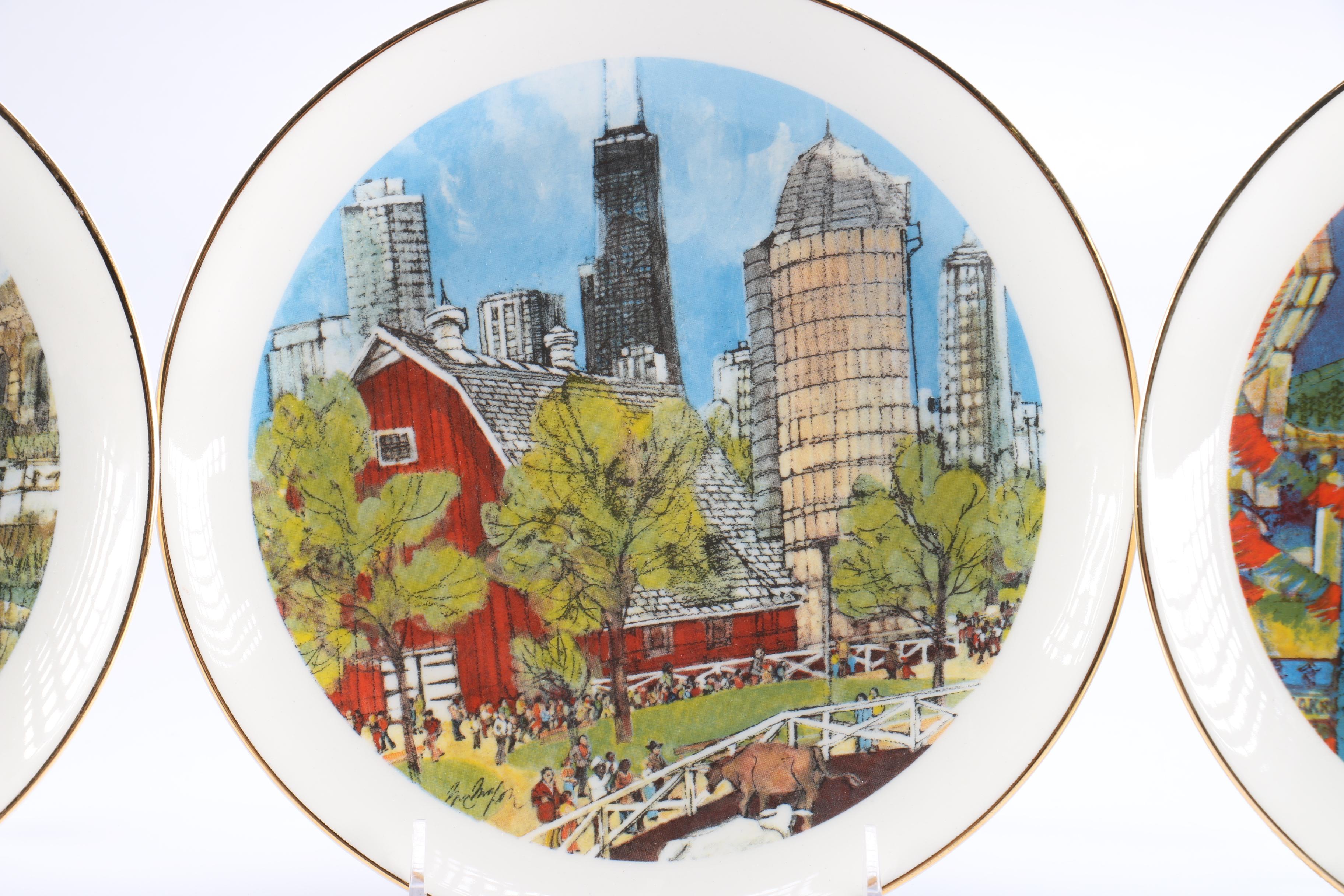 1970s Franklin McMahon Chicago Ceramic Plates