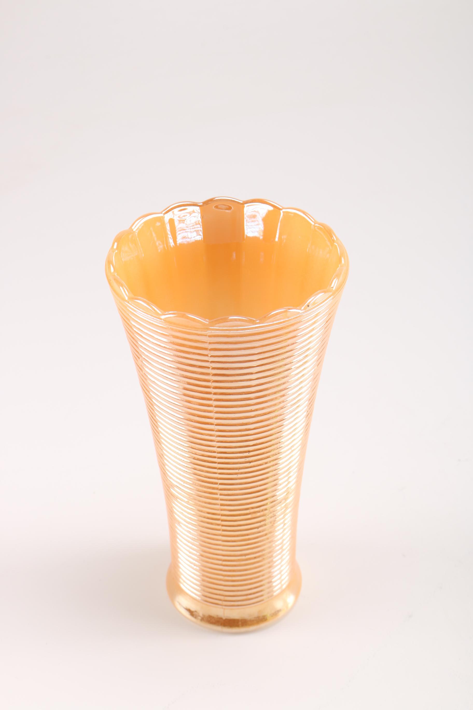 Early 20th century Moorcroft Burslem Candlestick and Mid-Century Lusterware Vase