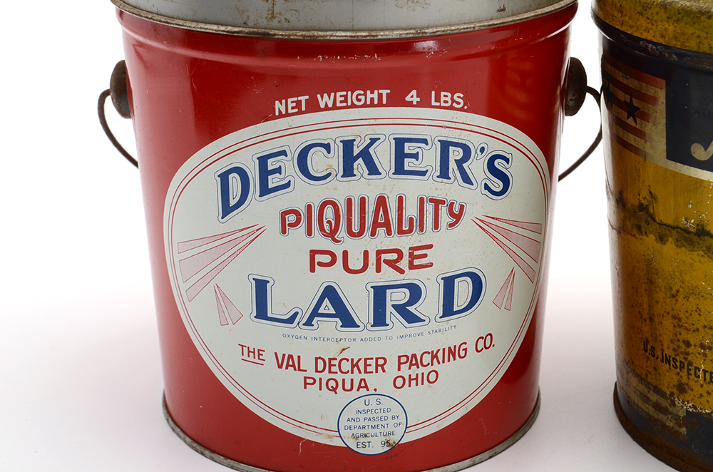 Three Vintage Tins Including Brains and Lard