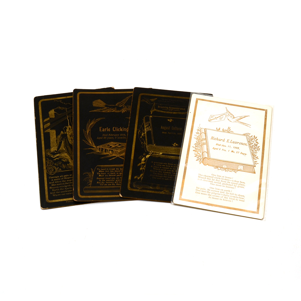 Four Antique Funeral Memorial Cards