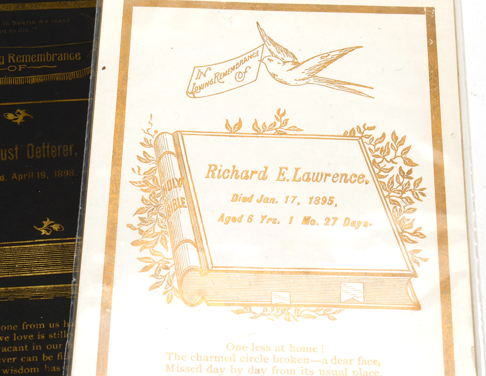 Four Antique Funeral Memorial Cards