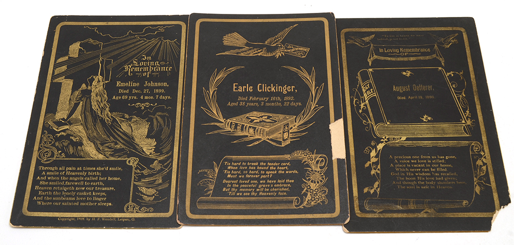 Four Antique Funeral Memorial Cards