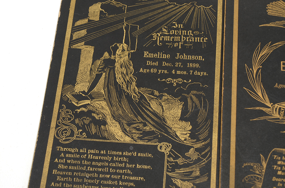 Four Antique Funeral Memorial Cards