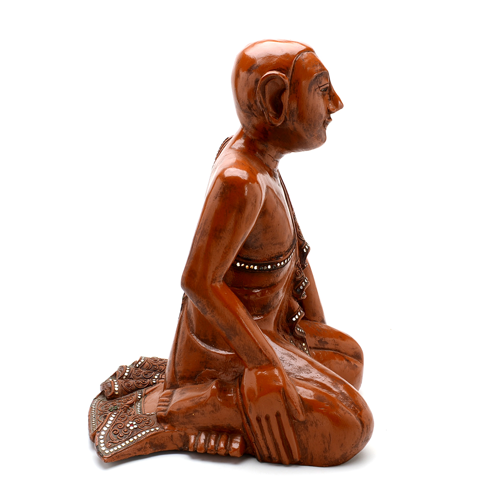Carved and Polychromed Thai Figure in Mirror Jeweled Garment