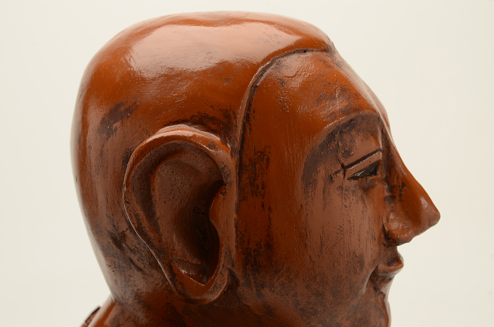 Carved and Polychromed Thai Figure in Mirror Jeweled Garment