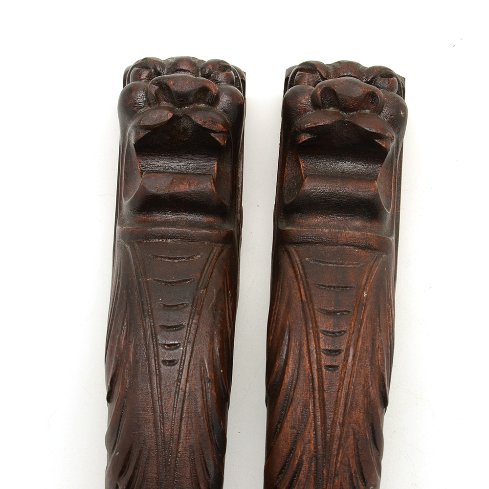 Pair of Carved Lion and Acanthus Furniture Elements