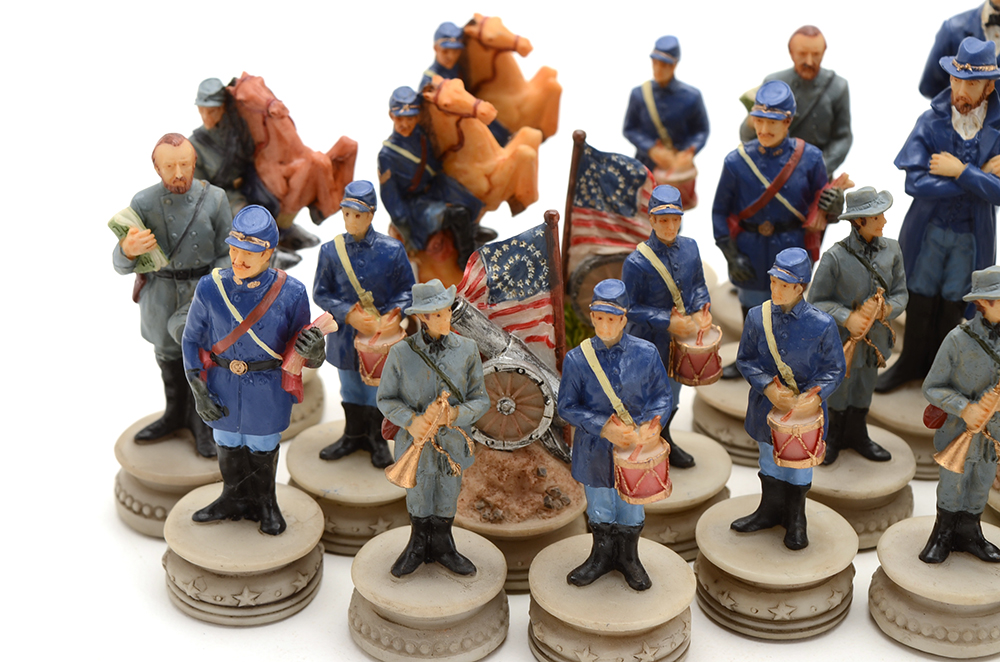Thirty-Two Piece Civil War Chess Set
