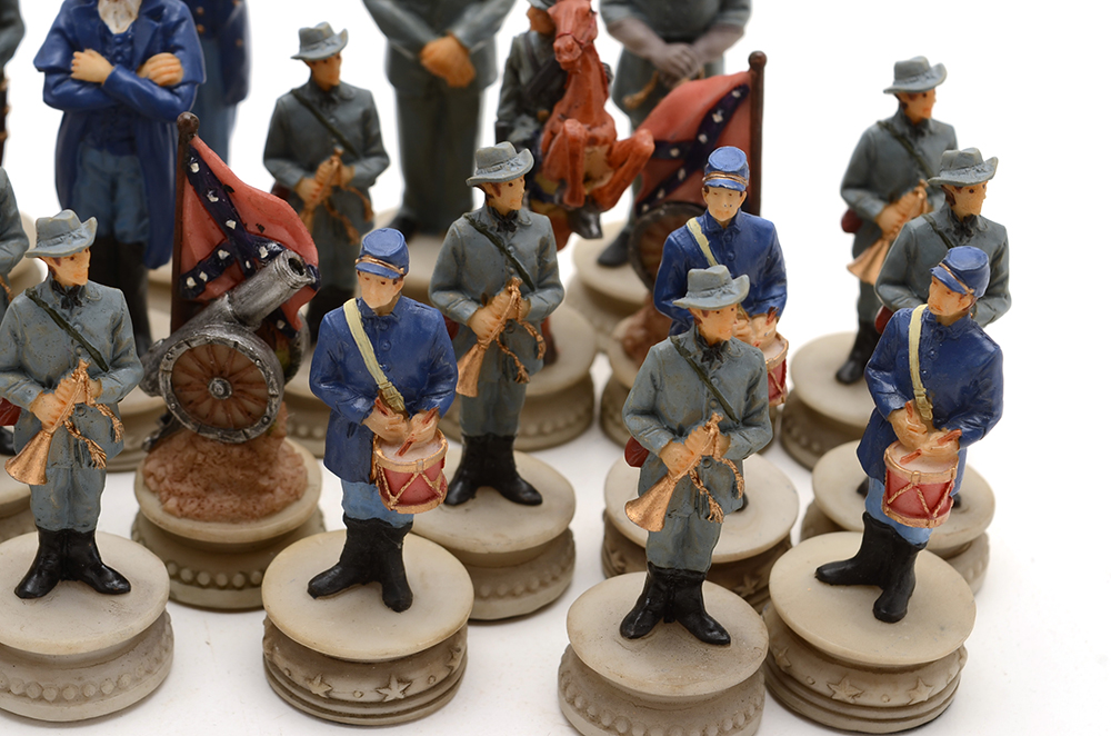 Thirty-Two Piece Civil War Chess Set