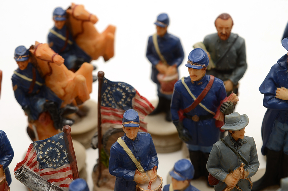 Thirty-Two Piece Civil War Chess Set