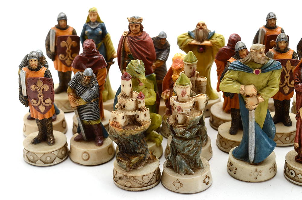 Medieval Style Cast Resin Chess Pieces