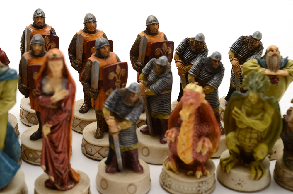 Medieval Style Cast Resin Chess Pieces