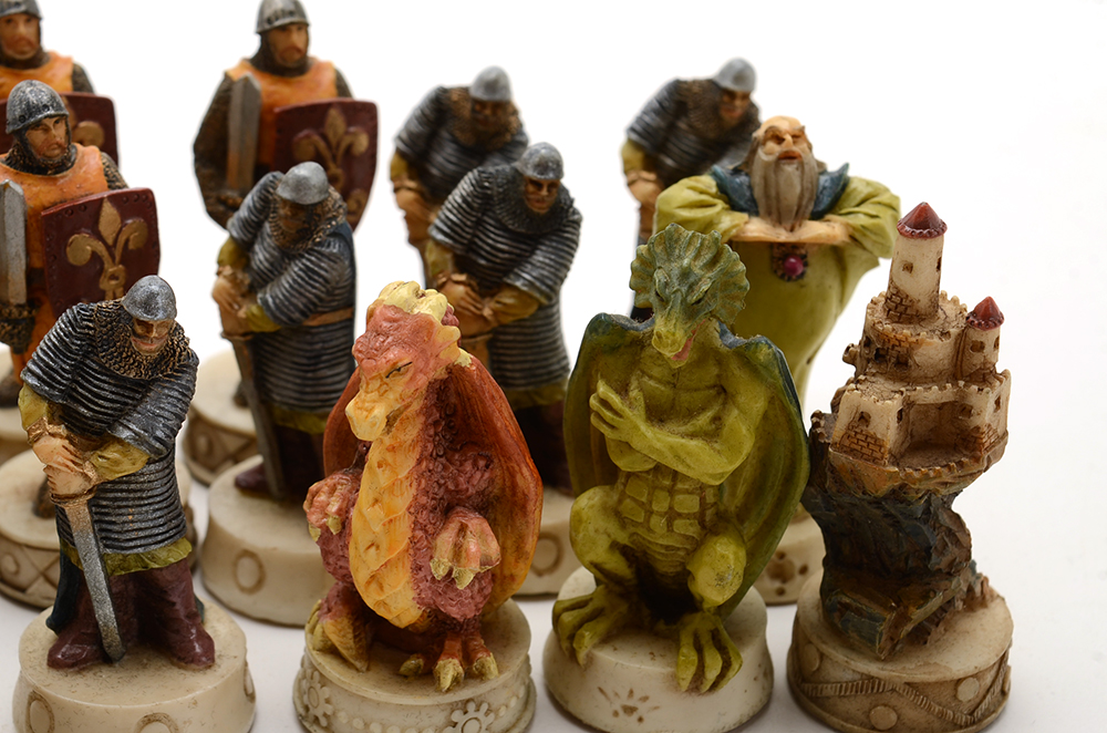 Medieval Style Cast Resin Chess Pieces
