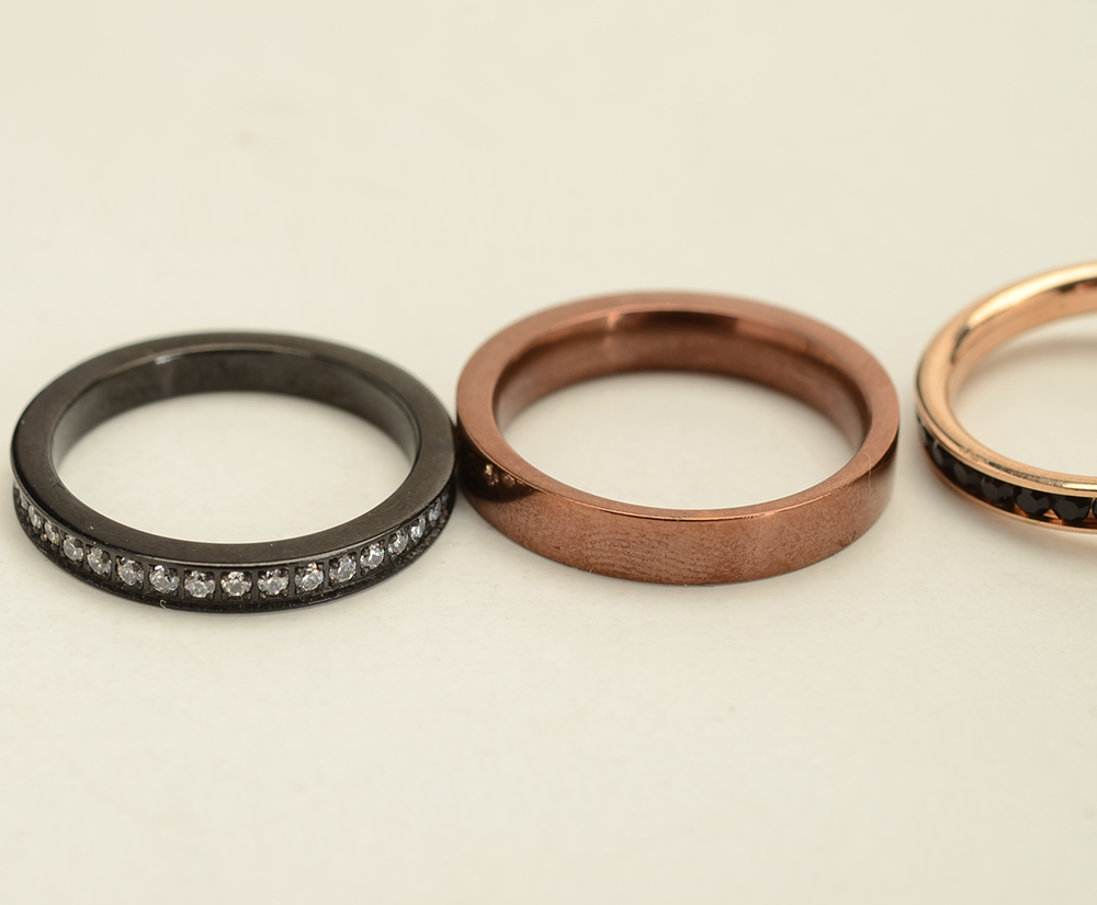 Stainless Steel "Nomination" Bracelets and Four Stackable Rings