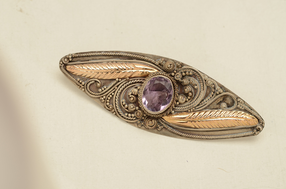 Late Victorian Sterling and Amethyst Brooch