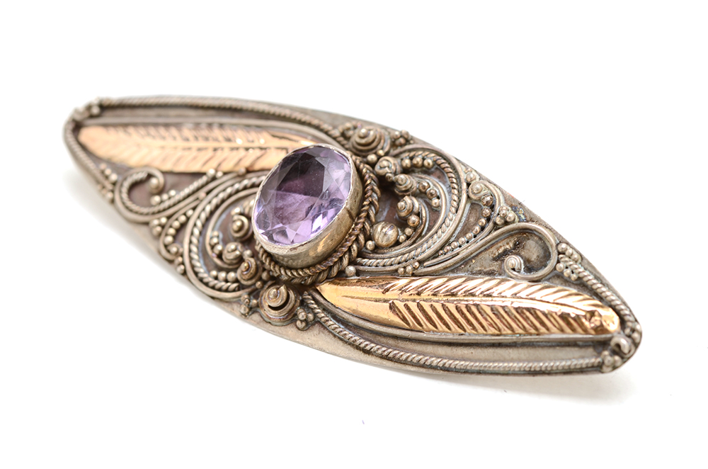 Late Victorian Sterling and Amethyst Brooch