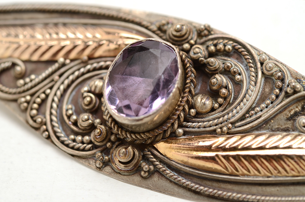 Late Victorian Sterling and Amethyst Brooch
