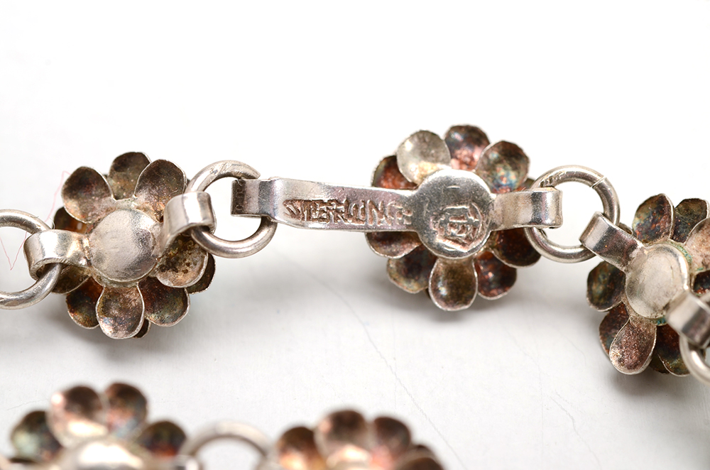 Sterling and Imitation Turquoise Bracelet and Earring Set