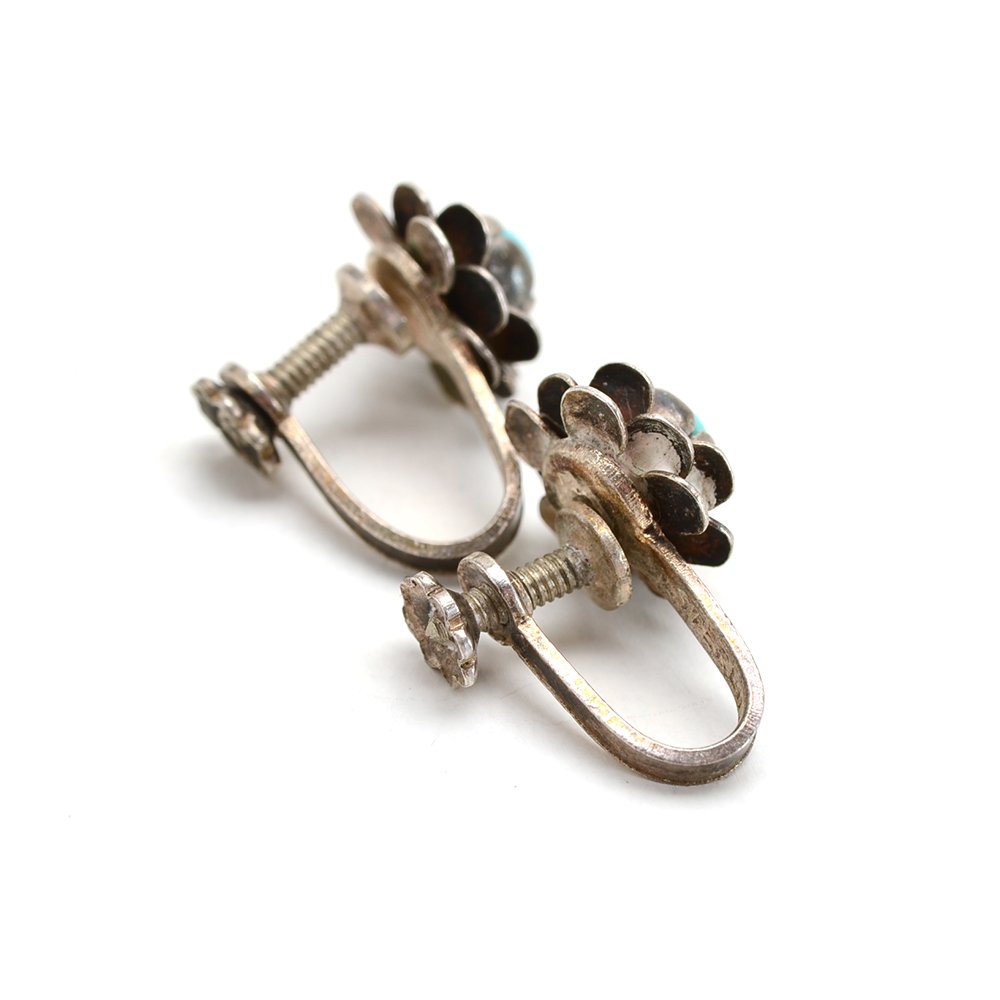 Sterling and Imitation Turquoise Bracelet and Earring Set