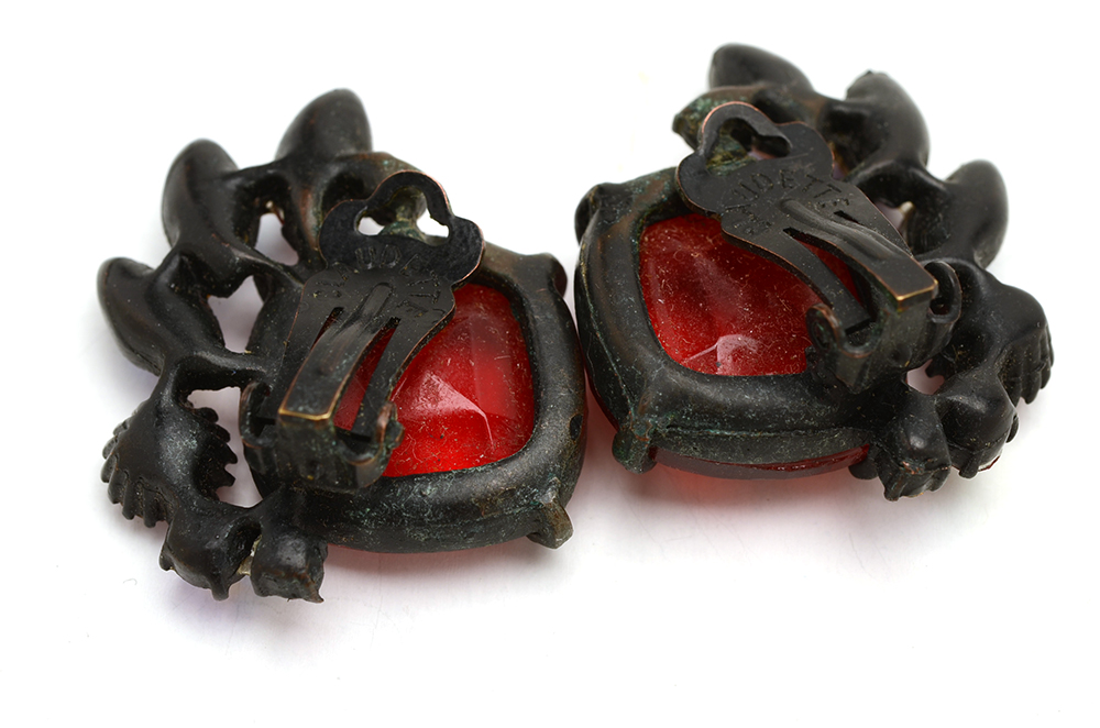 Mid Century Claudette Costume Brooch and Earrings