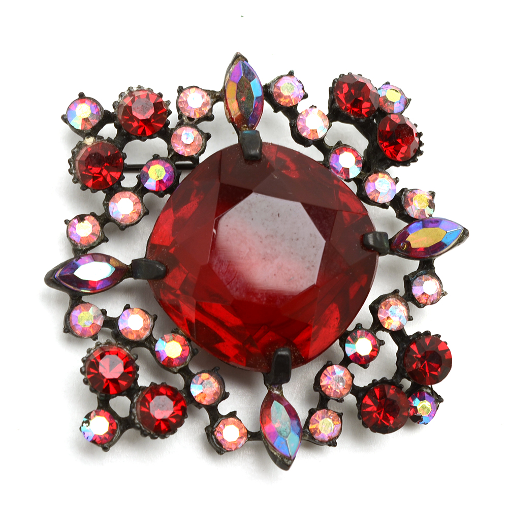 Mid Century Claudette Costume Brooch and Earrings