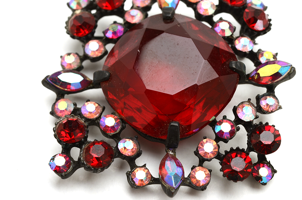 Mid Century Claudette Costume Brooch and Earrings