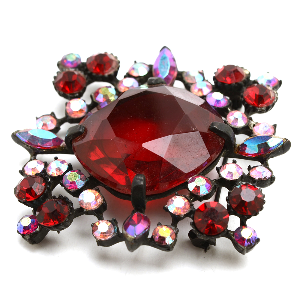 Mid Century Claudette Costume Brooch and Earrings