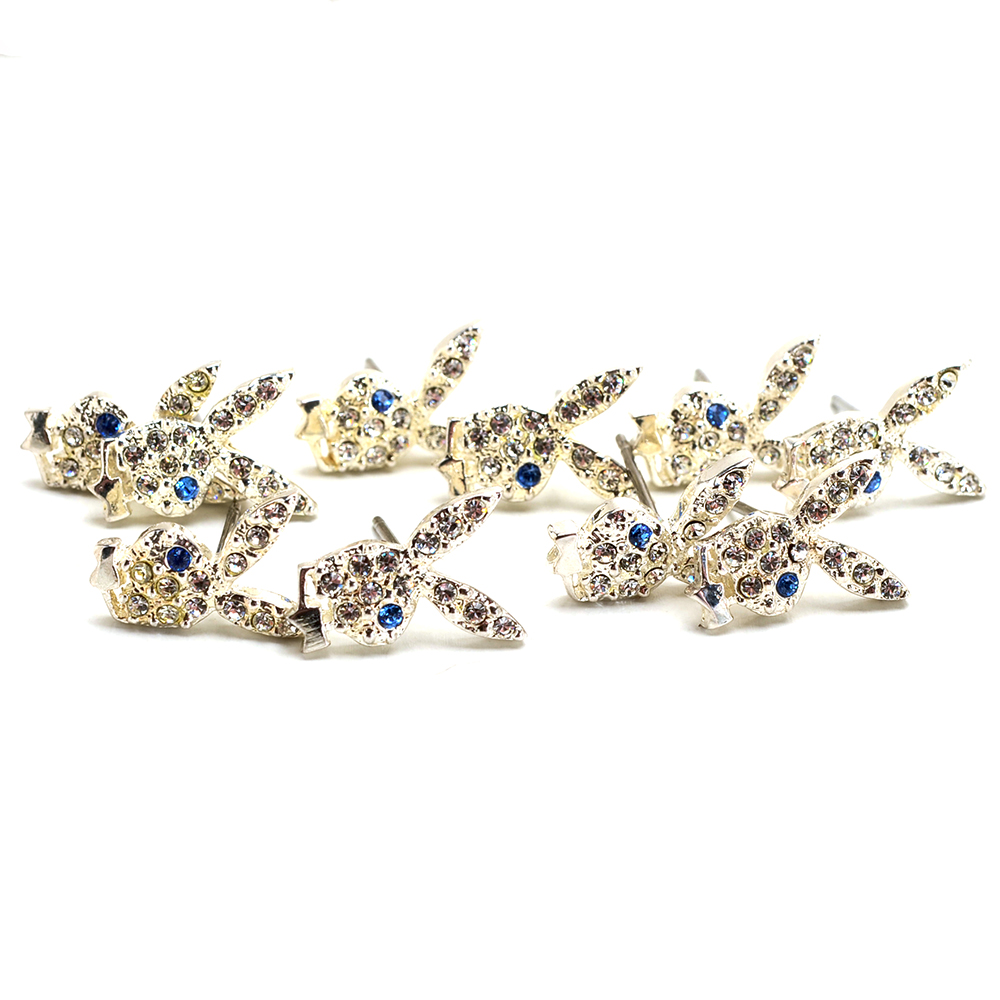Five Pairs Playboy Bunny Post Earrings