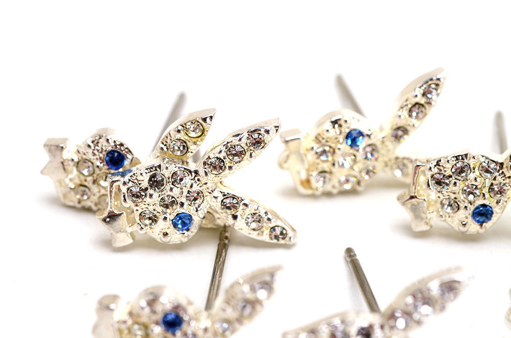 Five Pairs Playboy Bunny Post Earrings